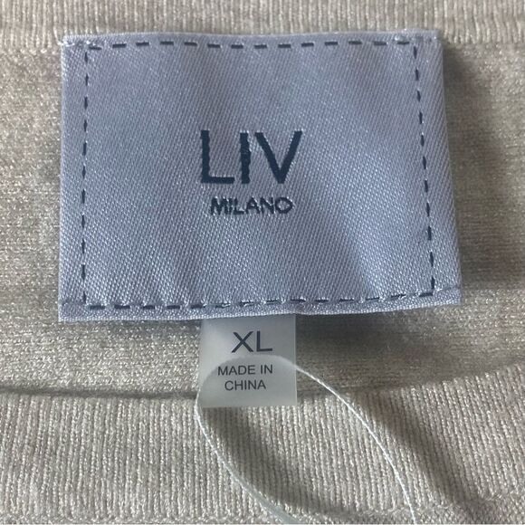 LIV Milano New W/Tags Knit Sweater Heather Oatmeal Color Size XL - Picture 3 of 12